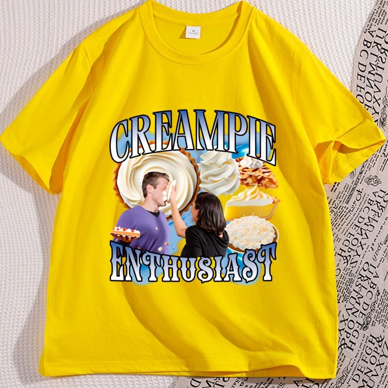Funny Cream Pie Enthusiast TShirt 90s Vintage Cotton Short Sleeve Tshirt Loose Comfortable Breathable T Shirt Y2k Grraphic Tees