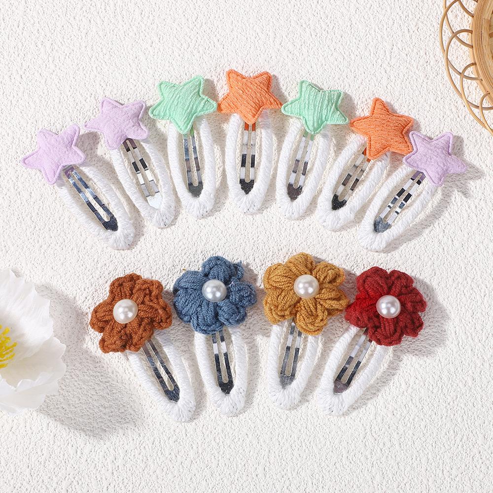 50pcs/set Random Color Cute Star Floral BB Clips For Baby Girls Sweet Snap Clips Hairpins Kids Hair Accessories