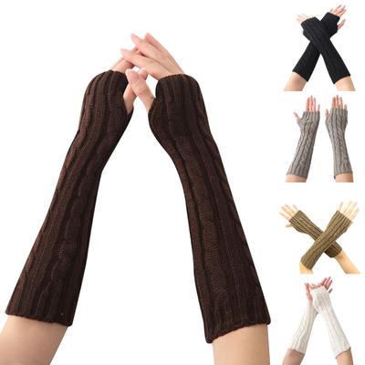 Damen Winter Fingerlose Handschuhe Handgelenk Hand Arm Weiche Wärmer Gestrickte Fäustlinge