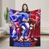 Retro Sonices Ready For Action Golden Rings Flannel Throw Blankets Cartoon Blanket for Bedding Outdoor Warm Bedding Throws