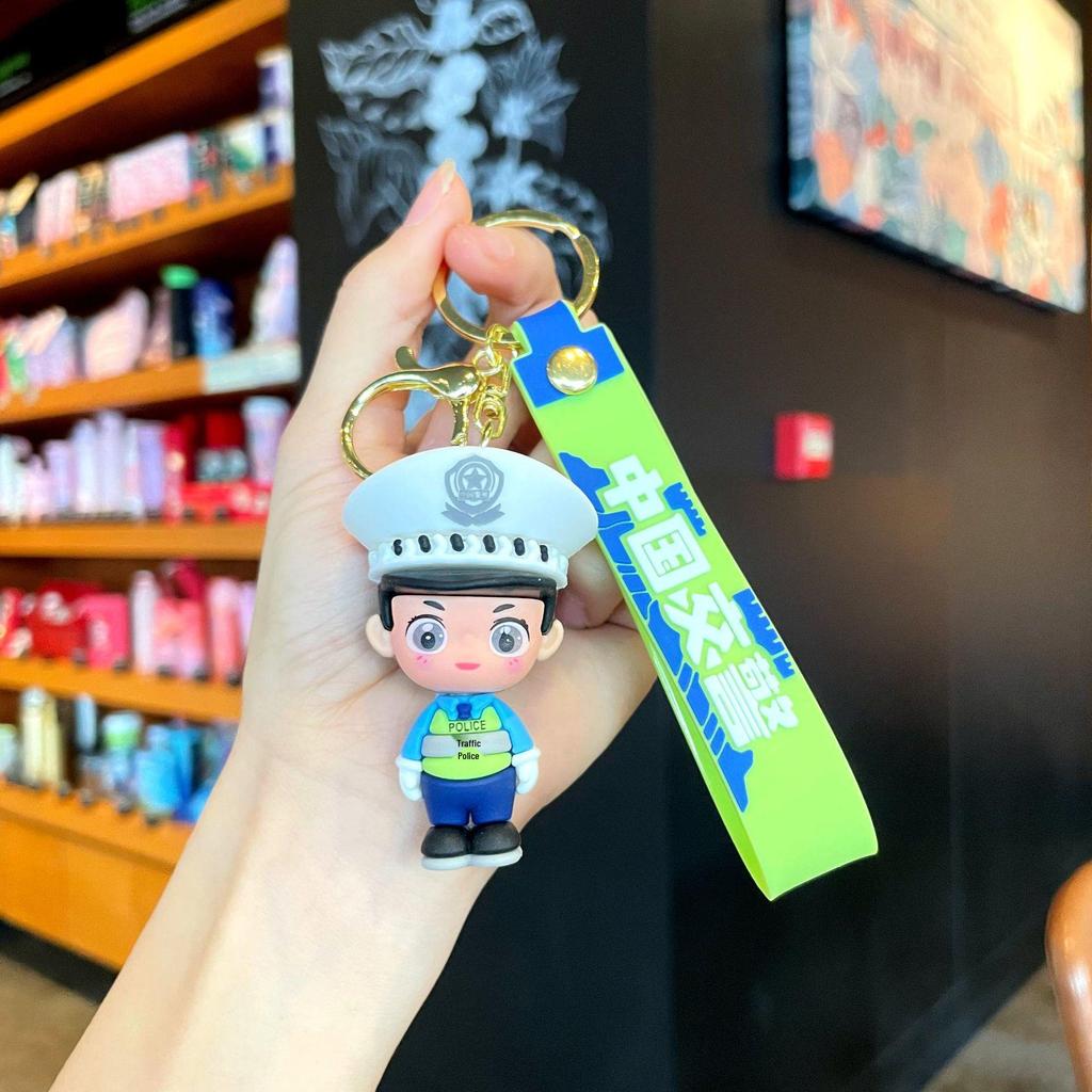 Firefighter Keychain: Cute 3D Traffic Police Pendant, Fashionable Event Gift