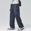 American trendy brand Lyocell large pocket overalls casual pants men's trend loose wide-leg straight elastic waist trousers