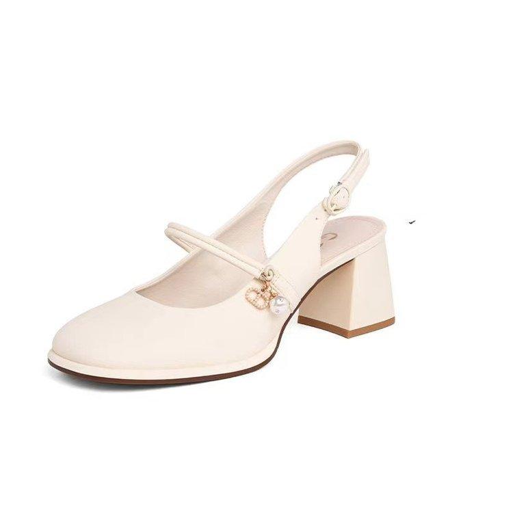 Baotou Sandals Female Summer 2025 New Thick Heel Fairy Wind Gentle Mary Jane High Heel Single Shoes Bridesmaid Shoes