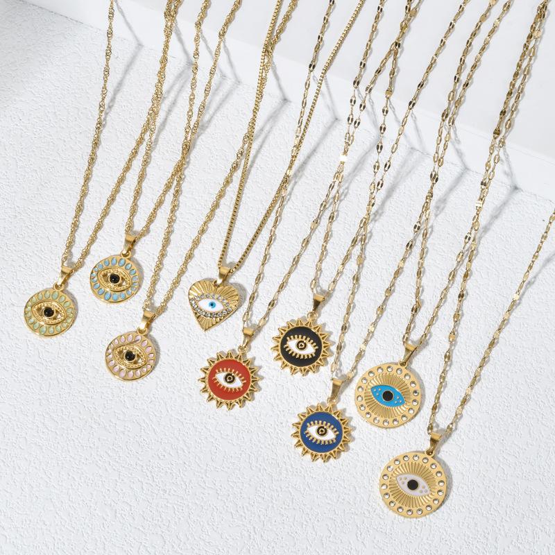 Women Stainless Steel Devil Eye Pendant Clavicle Necklace Light Luxury Versatile Fashion Jewelry