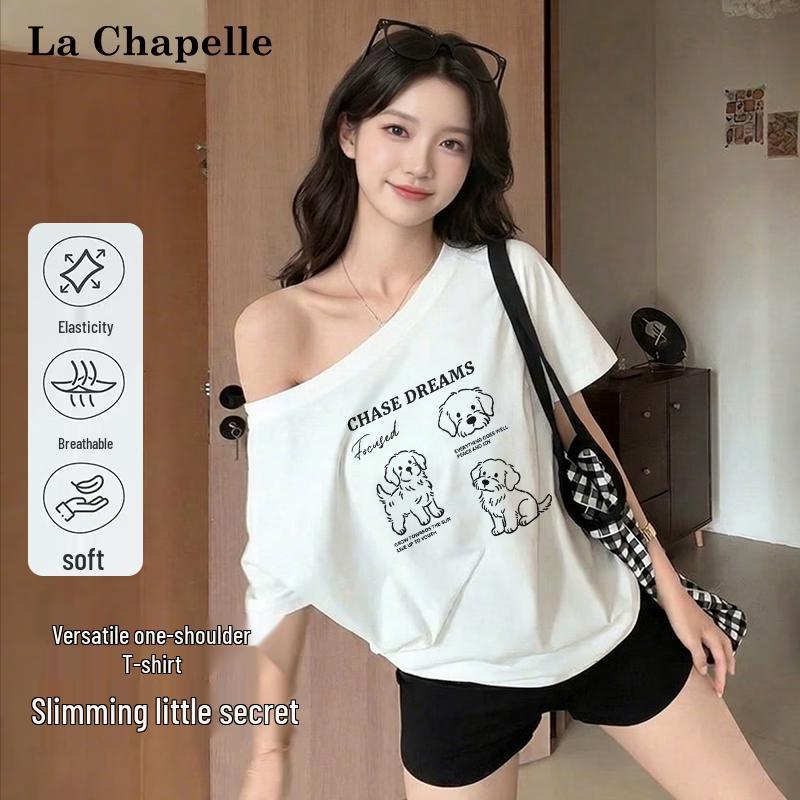 La Chapelle Women s American Retro Off-Shoulder Short-Sleeve T-Shirt L