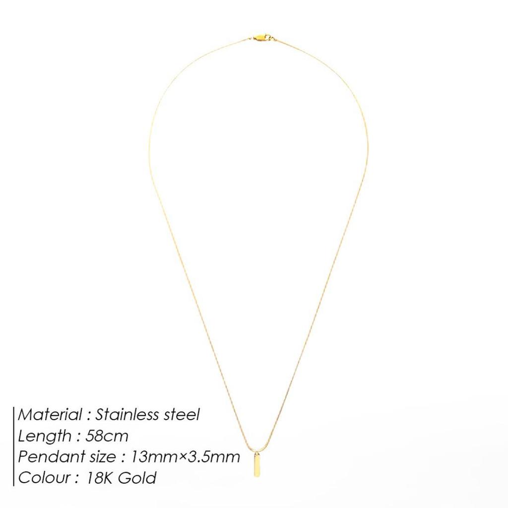 Luxury Snake Bone Chain Necklace: Square Pendant Clavicle Chain In Stainless Steel