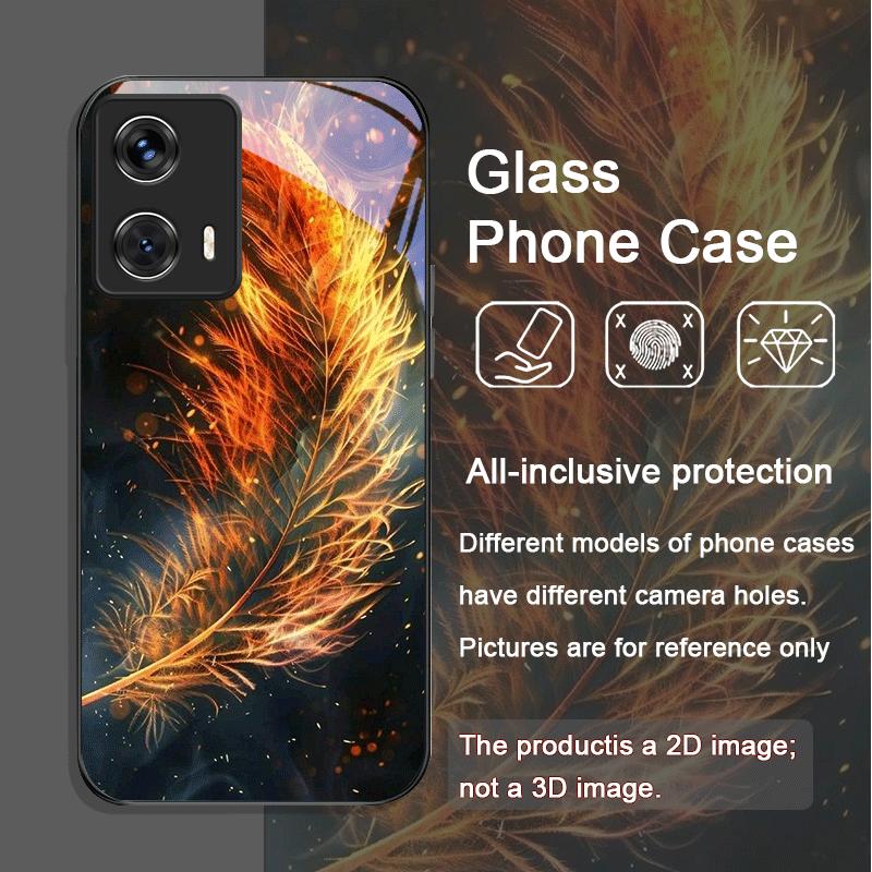 

Эстетичный Чехол из Закаленного Стекла с Узором Перо Феникса для Motorola Moto Edge 50 Fusion 40 Neo 30Pro G85 G84 G75 Motorola Edge 20