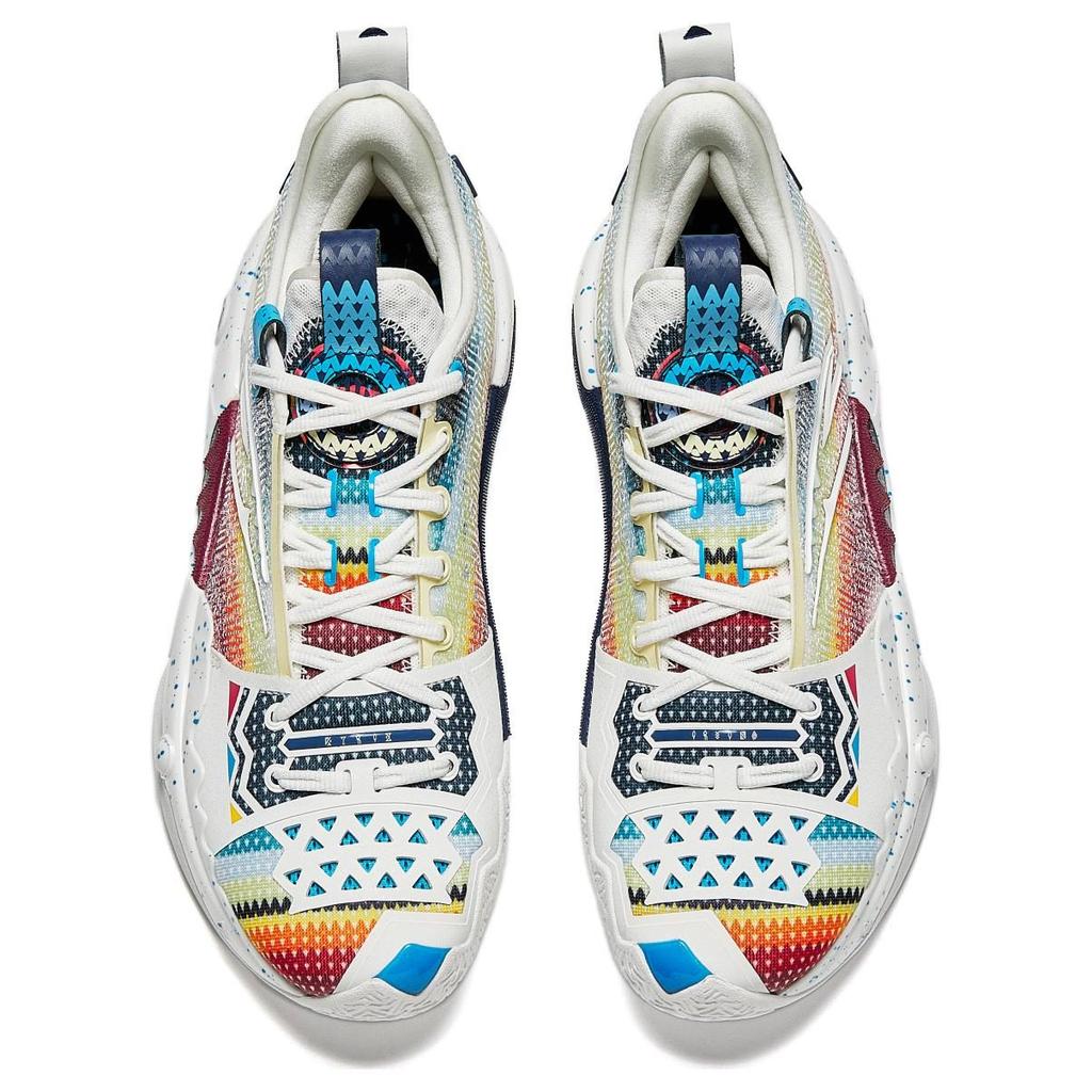 Anta Scarpe da Basket Basse Shock Wave 5 Pro Ammortizzate Resistenti all'Usura Uomo Bianco Blu Rosso 112421111S-4