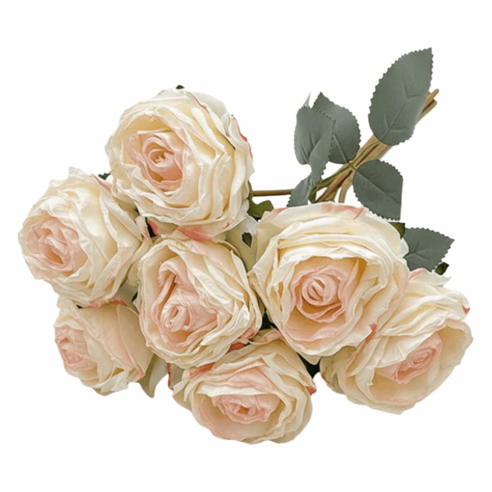 7PCS/Bundle 7 Head Rose Artificial Flower Silk Petals Faux Flower  Desktop Ornament