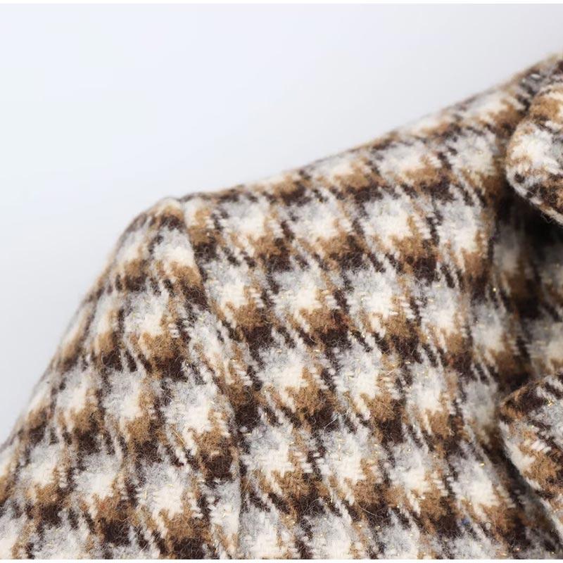 Fashion Plaid Overcoats Women Loose Lapel Button Long Sleeve Lady Coat Elegant Autumn Winter Fashion Female Outerwear