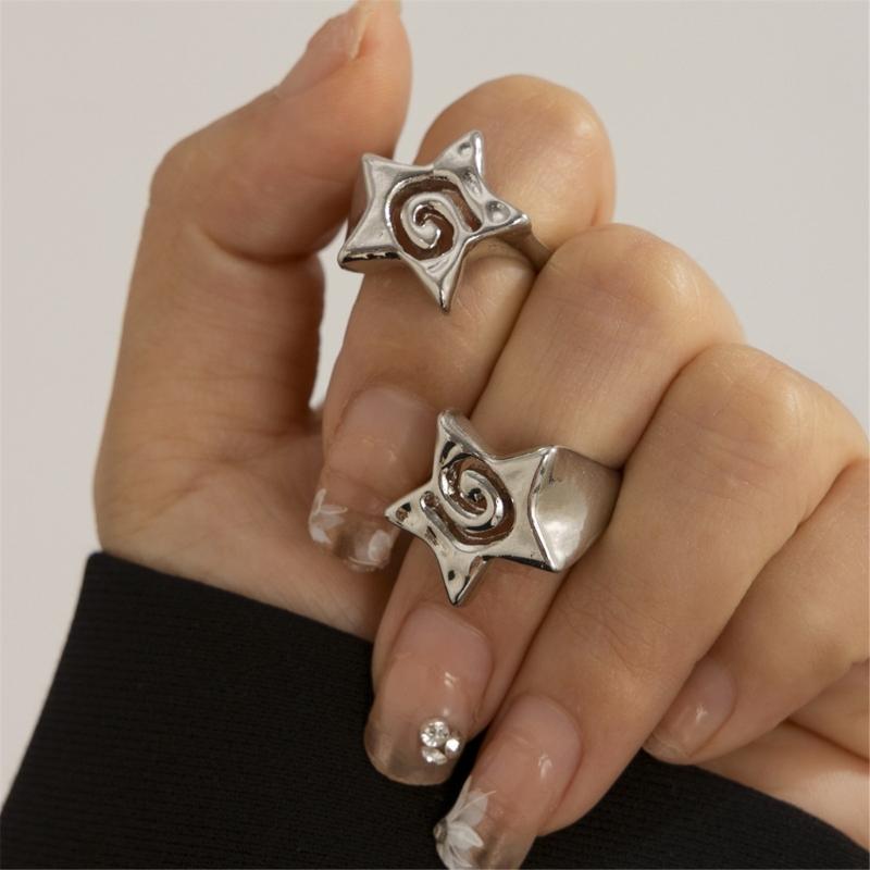 Fashionable Alloy Star Rings Contemporary Star Shape Rings Fashionable Finger Rings for Fashion Enthusiasts