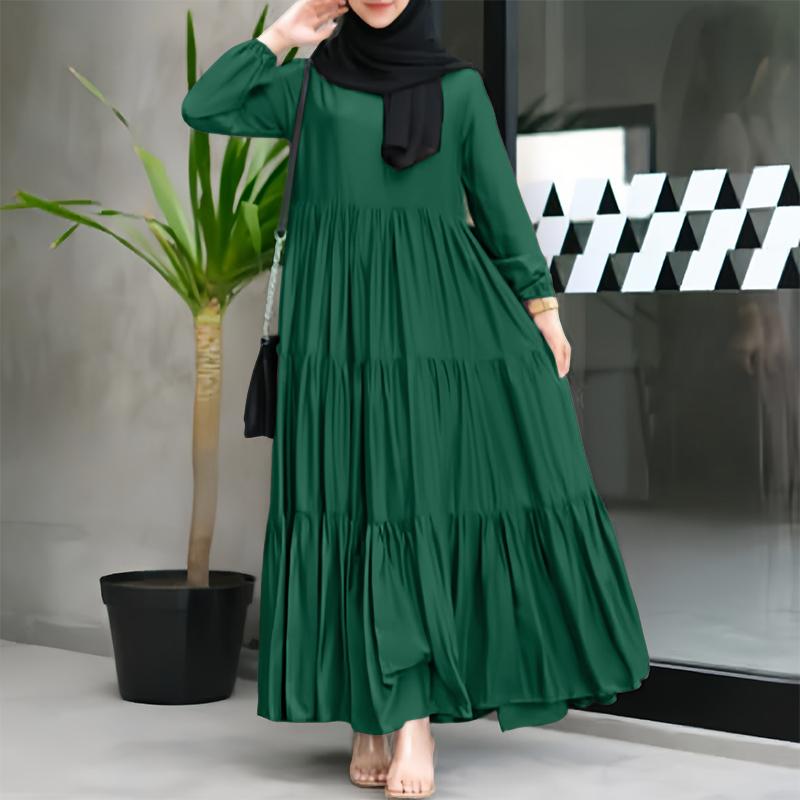 

ZANZEA Женское мусульманское повседневное платье с круглым вырезом, свободного кроя, с длинными рукавами 2XL