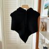 Solid color balaclava hat knitted pullover scarf integrated drawstring autumn and winter windproof and warm women's ear protective wool hat