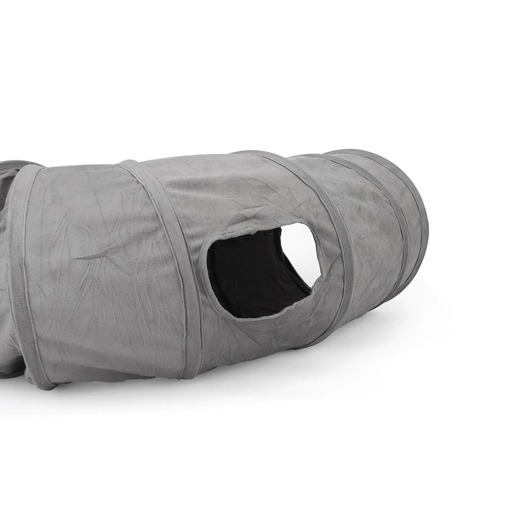 Gray Foldable Cat Tunnel 3 Holes Kitten Drill Bucket Toys Indoor Pet Toy Catwalk Tubing
