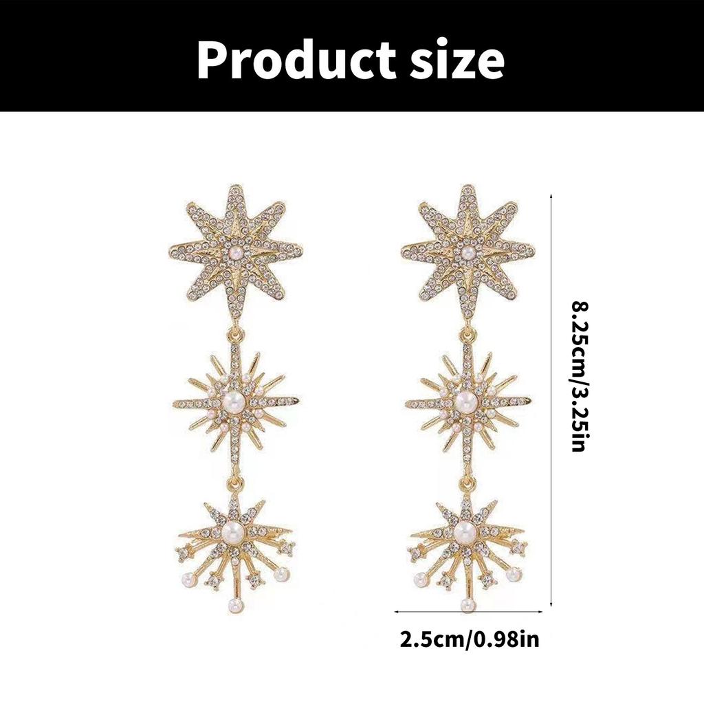 Long Alloy Studs Earrings Pendant Earrings Featuring Sunflower Design and Pearls Suitable for Trendy Ladies Present