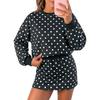 Women's Casual Two-Piece Set with Polka Dot Long Sleeve Pullover and Skirt for Everyday Wear