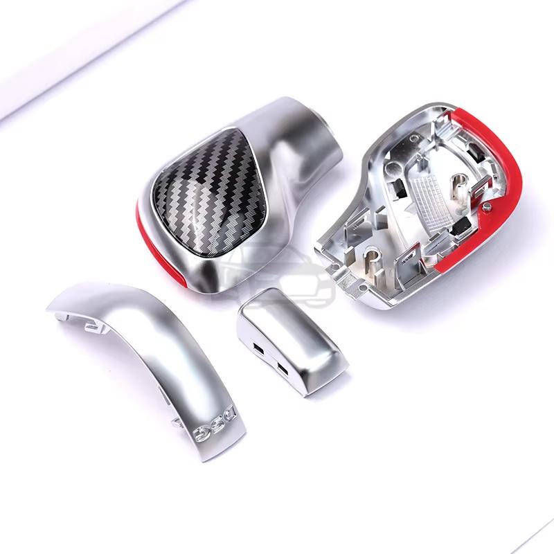 4PCS Chrome Matt With Leather Shift Knob Gear Side Cover DSG Emblem For VW Golf 6 7 R GTI Passat B7 B8 CC R20 Jetta MK6 GLI