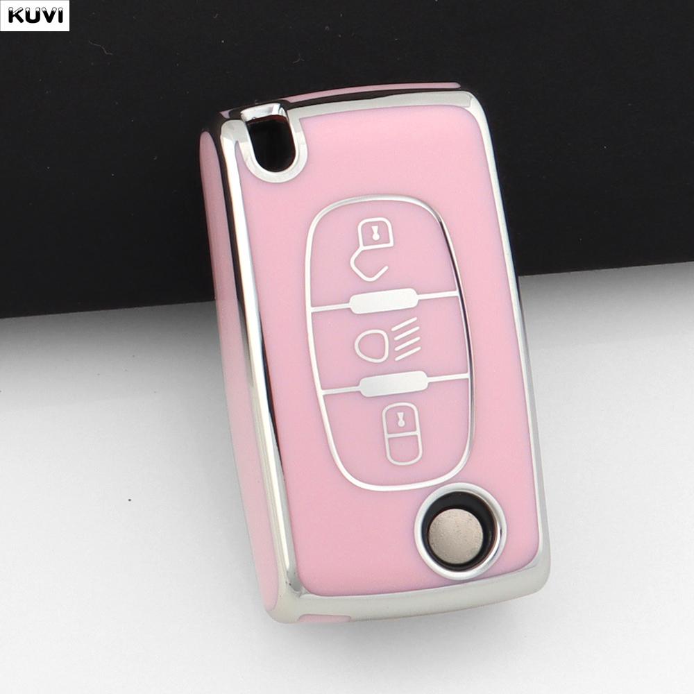 

New Tpu Car Flip Key Case Cover Fob For Citroen C2 C3 C4 C5 C6 Xsara Berlingo For Peugeot 207 307 308 407 607 807 Accessories