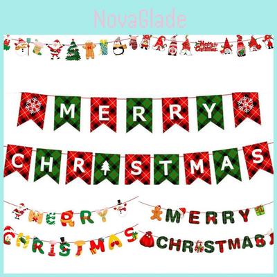 Colorful Christmas Banner Flag Decor Featuring Santa And Elk For Festive Home Ornaments
