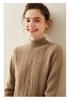 Women's Thick Diamond Pattern Cashmere Sweater - Half-High Neck, Gentle Style, Warm Loose Fit, Short Knitwear for Autumn and Winter