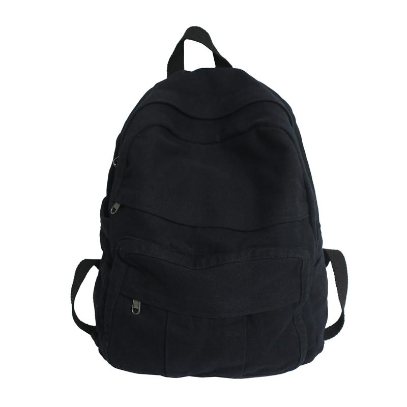 Einfarbiger Canvas-Rucksack Mädchen Schultasche Große Kapazität Vintage-Rucksäcke für College-Studenten Lässiger Damen-Reiserucksack Lässiger Rucksack