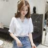 Summer New V-neck Lace Lantern Sleeves White Lace Shirt Women's Shirt