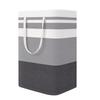 Striped Canvas Foldable Laundry Basket – Cotton Fabric Storage for Clothes and Quilts