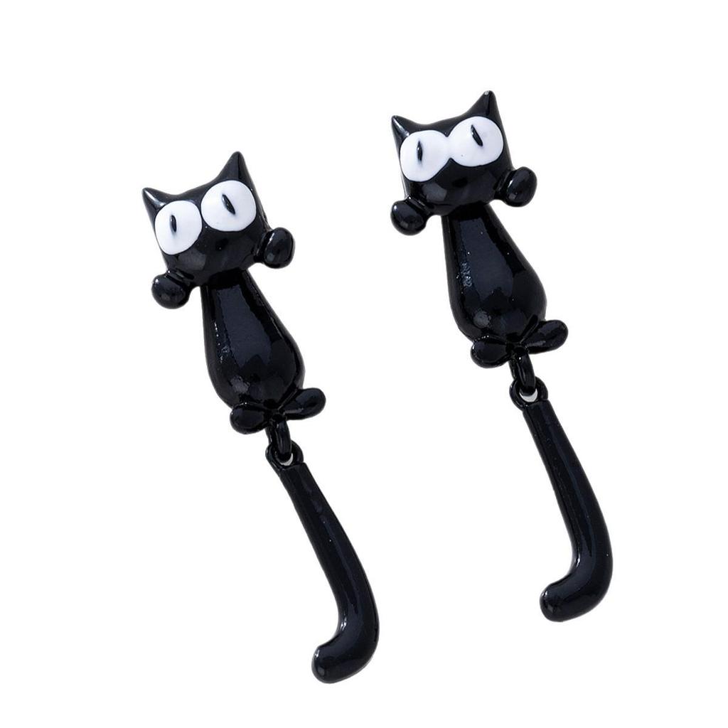 Charming Black Cat Cartoon Earrings - Unique Design & Fun Women’s Fashion Accessories