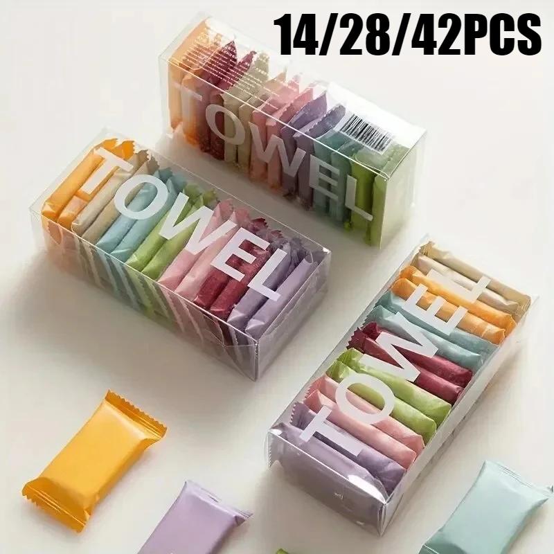 14/28/42PCS Thickened Compressed Facial Towels – Portable Cleansing Squares for Beauty & Travel Use