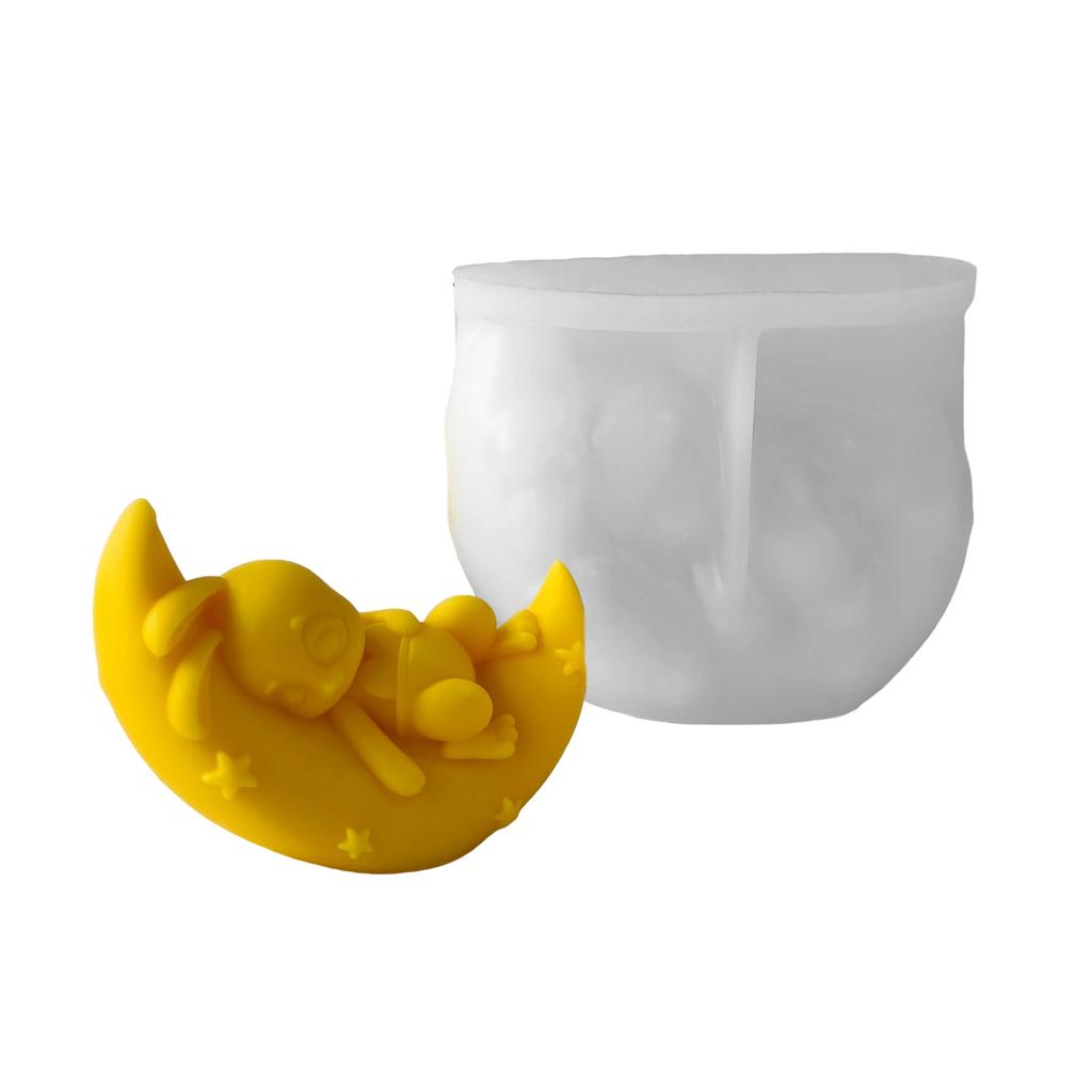Moon Rabbit Silicone Candle Molds Easy Releasing Moulds Silicone Texture for Creative Candle Making and Unique Gifts