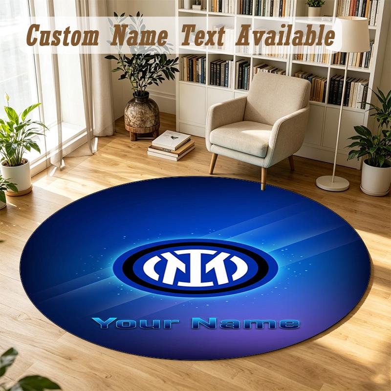 Round Rug Custom NameInter Milan Pattern Non Slip Carpet Home Floor Decor