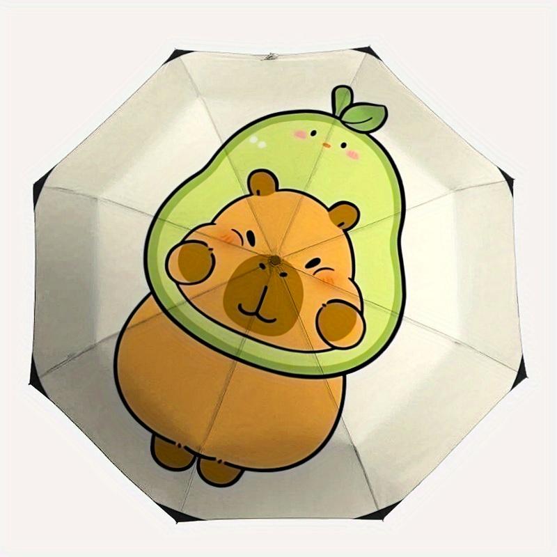 

1pc Avocado Capybara Pattern Automatic Umbrella 8-Bone Design Compact Gear for Outdoor Travel, Perfect Holiday Gift yy250827058