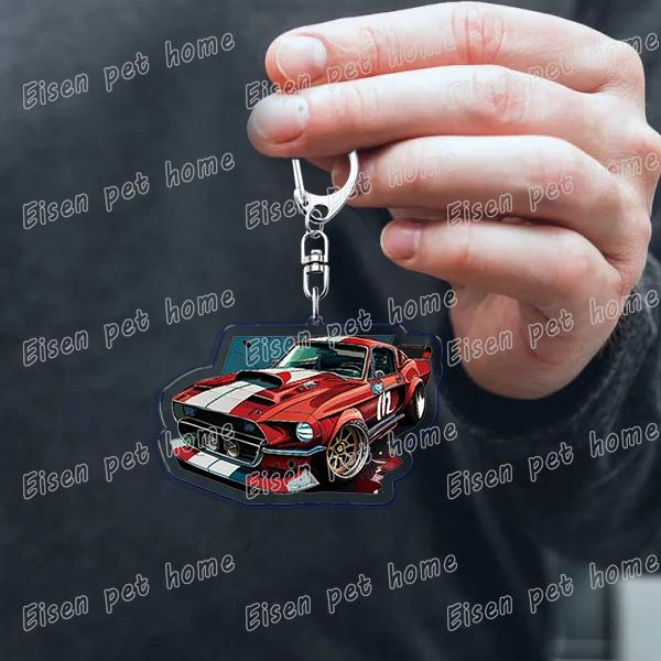 Cool Sports Car Racing Keychains for Accessories Bag Fashion Red Car KeyChain Ring Jewelry Fans Gifts Keyrings