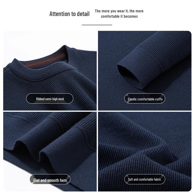 SHANSHAN Men's Wool Blend Round Neck Knit Sweater