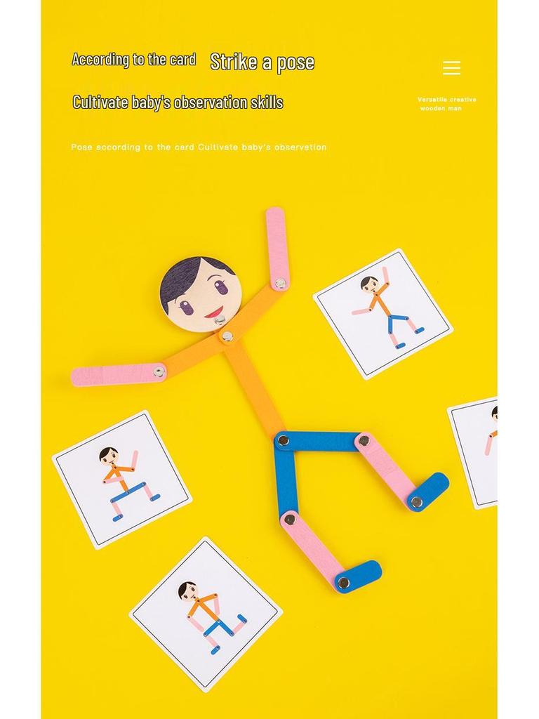 Flexible Bamboo Limbs Wooden Man Puzzle: Kids' Early Education Toy