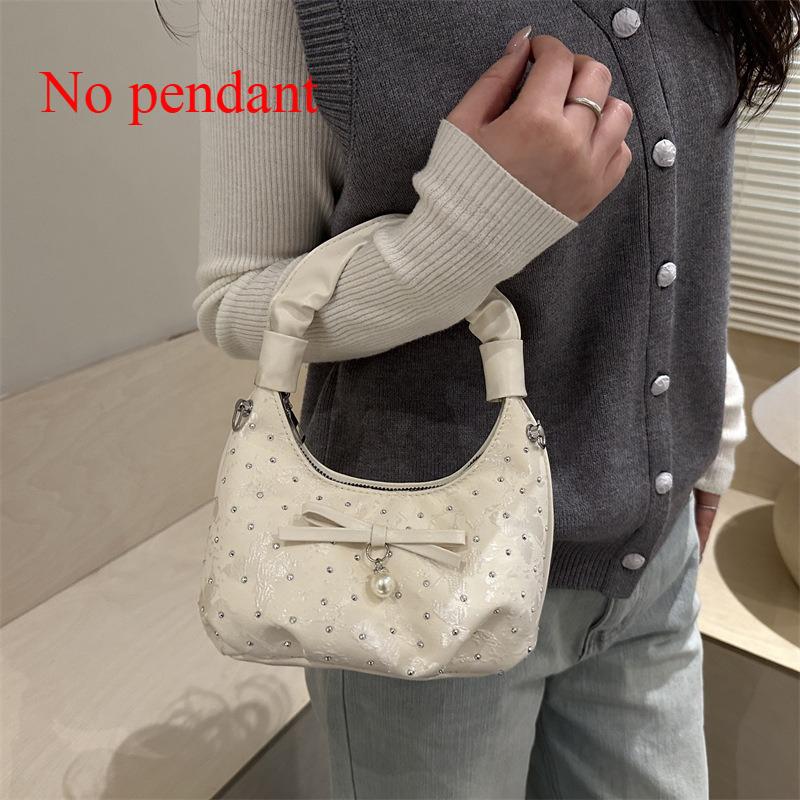 Sweet Polka Dot Bow Pearl Women Shoulder Bags Portable Ladies Chain Crossbody Bag Pleated Design Female Hobos Handbags Purse