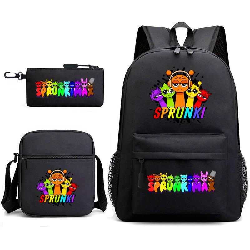 

Rhythm box game merchandise student bag sprunki cartoon starry sky backpack leisure bag 3-piece set D 17 inch backpack