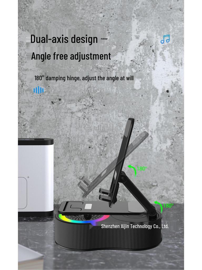 Multifunctional Bluetooth Speaker & Phone Holder with RGB Light and Power Bank for Desktop Use