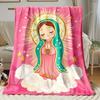 Anime Virgin Mary & Our Lady Guadalupe Design Soft Flannel Throw Blanket Soft Funny Throw Blanket Cozy Lightweight Plush Portabl