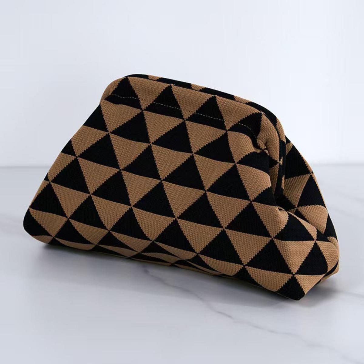 

Striped Knitted Bag for Women, Wedding Banquet Handbag, Artistic Retro Woven Tote Bag, Simple and Fashionable Handbag