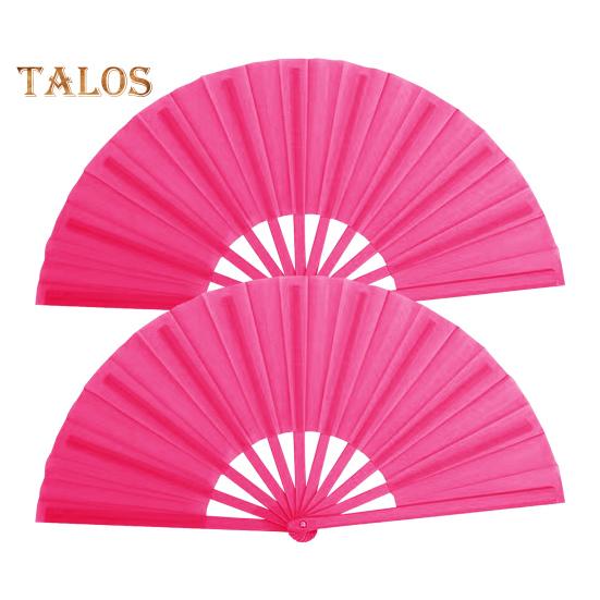 2Pcs Solid Color Folding Fan Kung Fu Stage Dance Performance Large Handheld Fan Portable Lightweight Summer Cooling Fan Decoration Party Accessories