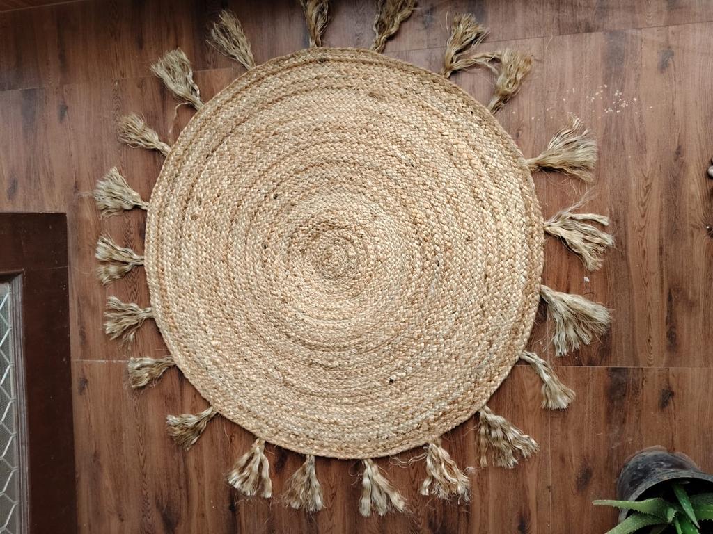 Prostokątny chodnik jutowy ręcznie robiony 100% naturalny pleciony mata podłogowa dwustronny