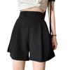 2024 Herbst/Winter Damen High Waist Schwarz Weitbeinige Anzugshorts - Schlankmachend, Trendig, Freizeitkleidung