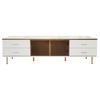 TV Cabinet with LED Light 4 Drawers Spacious Countertop High-Gloss Television Stand Painting Mid Century Modern Living Room Furniture Console