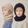 2Pcs/Set Warm Children Hat Scarf Set Ear Protection Knitted Scarf Cap Winter Neck Warmer  Boys Girls