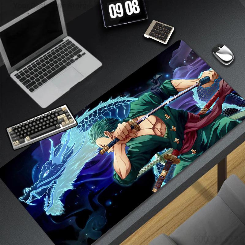 Anime HD Print Mouse Pad Gaming Dragon Mousepad Rubber Computer One Piece Zoro Mouse Mat Gamer Accessories Nonslip Keyboard Pad