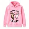 Kids Boys Girls Hoodie Cute Otters Print I Play Well With Otters Casual Long Sleeve Pullover Sweatshirt for Children