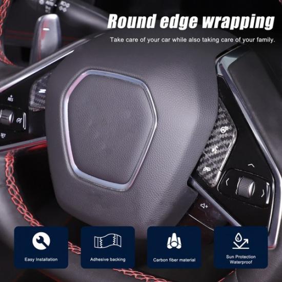 Dry Carbon Steering Wheel Control Button Trim Patch For Corvette C8 Z06 -24