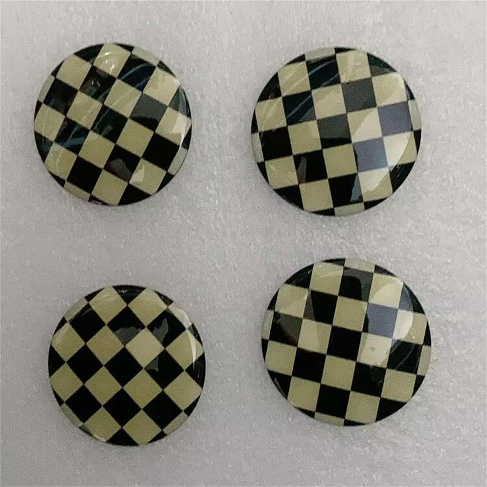 4Pcs Universal Car Wheel Center Hub Caps Covers Black And White Grid