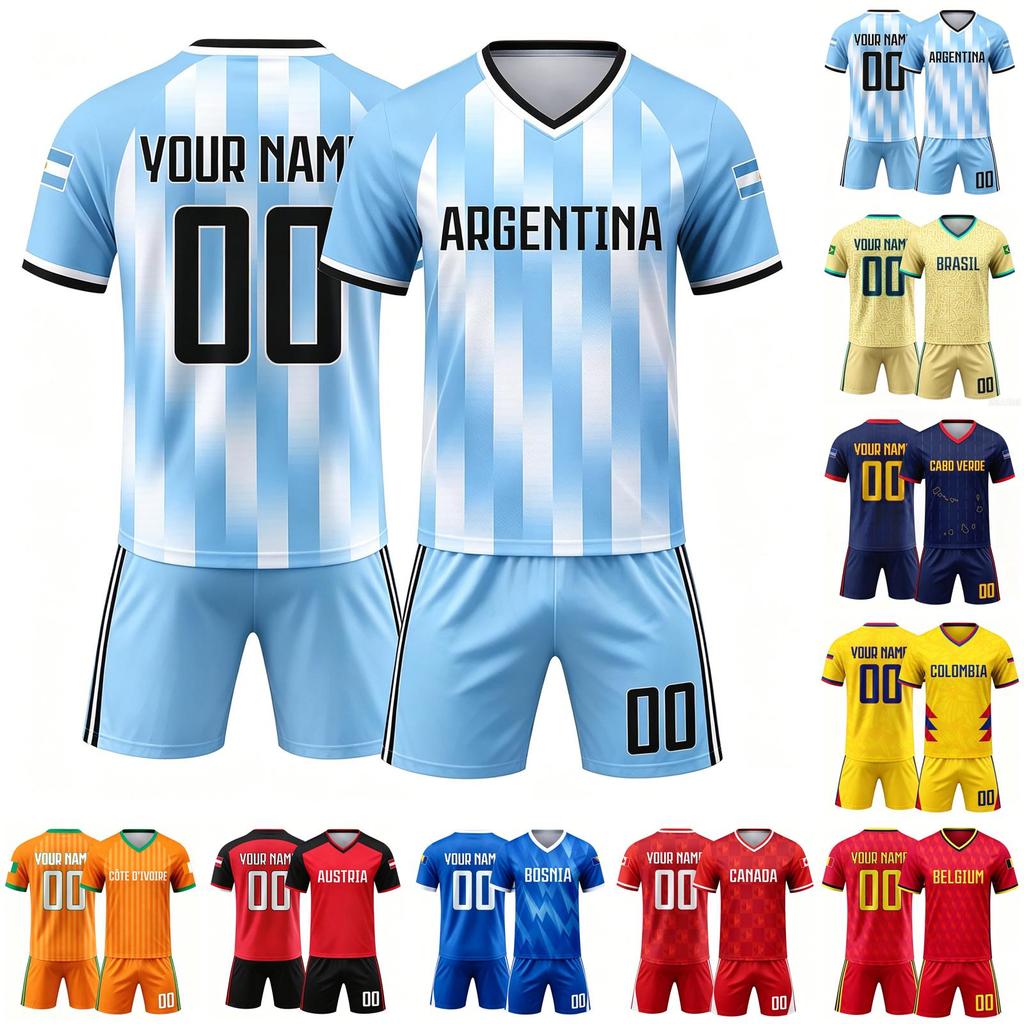 Customizable Team Jersey and Shorts Set Breathable Quick Dry Athletic Uniform for Sports Training and Matches